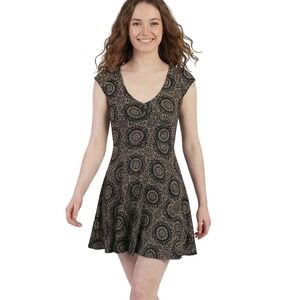 Abercrombie‎ & Fitch Dress Womens S Black Floral Medallion Skater Short Grunge
